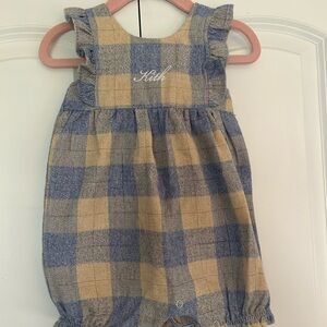 Kith Blue and Tan Plaid Baby Romper
